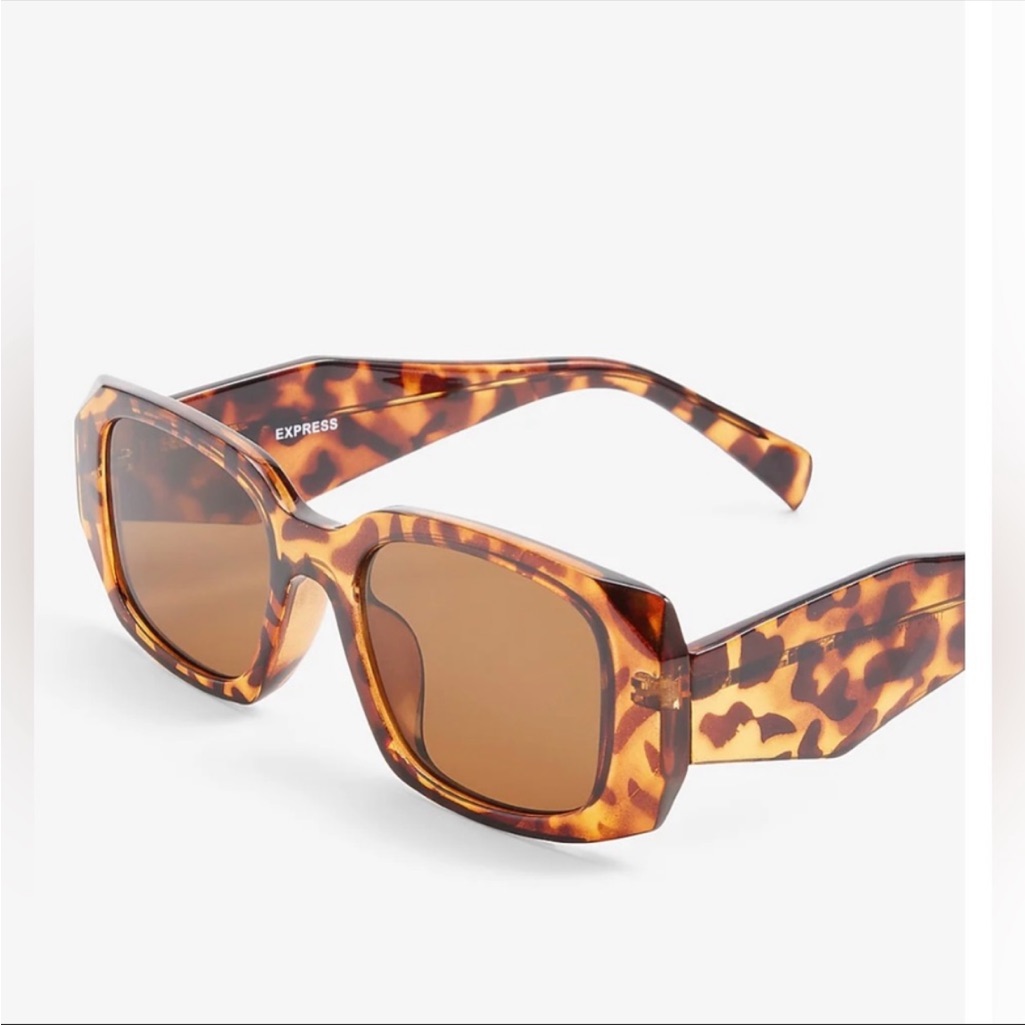 Express Rectangular Frame Sunglasses In Tortoise